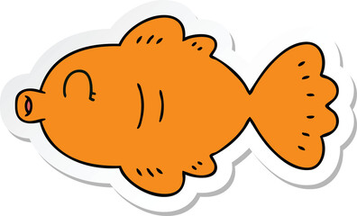 sticker of a quirky hand drawn cartoon fish