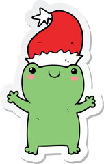 sticker of a cute christmas frog