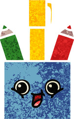 retro illustration style cartoon pencil pot