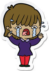 Fototapeta premium sticker of a cartoon girl crying