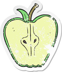 retro distressed sticker of a cartoon apple