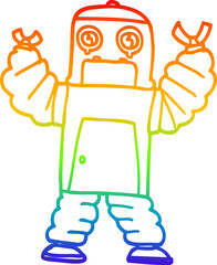 rainbow gradient line drawing cartoon robot