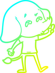 cold gradient line drawing cartoon elephant remembering