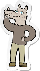 sticker of a cartoon werewolf with idea