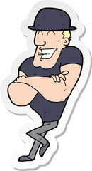 sticker of a cartoon man wearing bowler hat