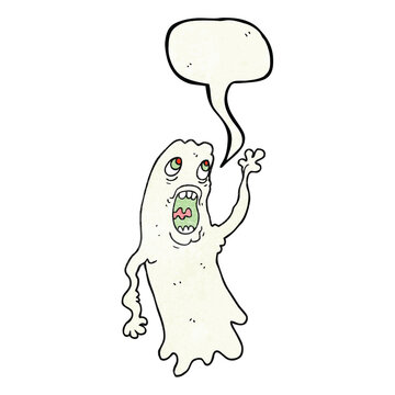 speech bubble textured cartoon ghost