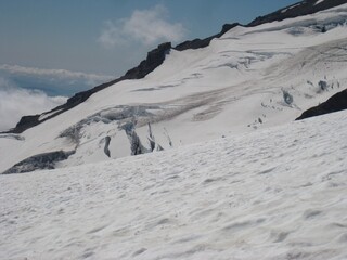 View of Glacier, Hiking to Camp Muir on Mount Rainier 