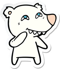 sticker of a cartoon polar bear showing teeth