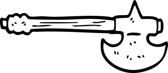 line drawing cartoon medieval axe