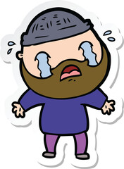 sticker of a cartoon bearded man crying