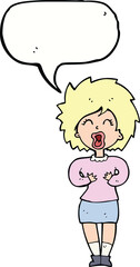 cartoon screaming woman with speech bubble