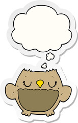 cartoon owl and thought bubble as a printed sticker