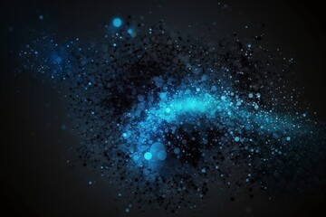 Dark blue glowing particle effect background. AI technology generated image