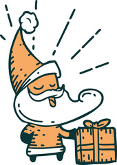 traditional tattoo style santa claus christmas character