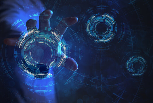 User interface UX UI futuristic graphic icon design with graphic designer planning sketch create idea creative innovation teamwork planning strategy guide pointer KPI goals