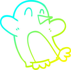 cold gradient line drawing cartoon christmas penguin