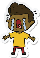 sticker of a cartoon crying man