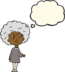Obraz premium cartoon old lady with thought bubble