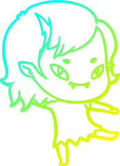 cold gradient line drawing cartoon friendly vampire girl