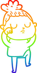 rainbow gradient line drawing cartoon calm woman