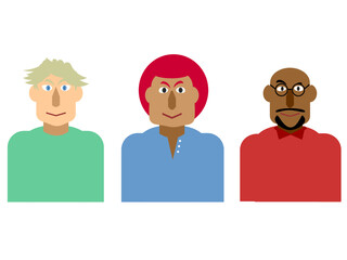 多様な人種の男性３人組