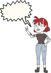 speech bubble cartoon alien rock fan girl