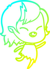 cold gradient line drawing cartoon laughing vampire girl