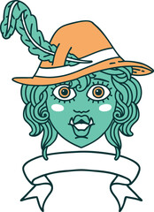 orc bard character with banner illustration