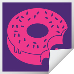 bitten frosted donut square peeling sticker