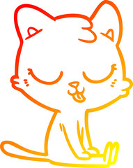 warm gradient line drawing cartoon cat