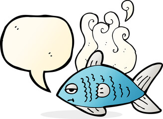 cartoon funny fish with speech bubble