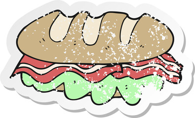 retro distressed sticker of a cartoon huge sandwich