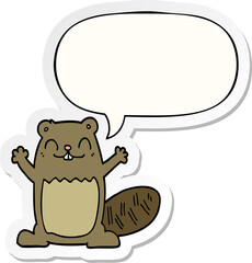 cartoon beaver and speech bubble sticker