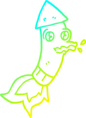 cold gradient line drawing cartoon rocket