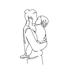 mother kisses the child. baby kissing mom