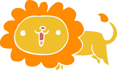 cute flat color style cartoon lion