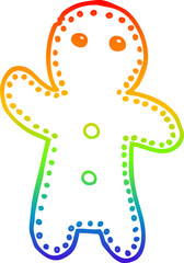 rainbow gradient line drawing cartoon gingerbread man