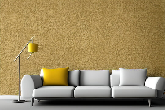 Wallpaper linoleum abstract White and golden messy wall stucco texture background. Decorative wall paint.	
