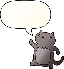 cartoon cat and speech bubble in smooth gradient style