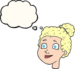 thought bubble cartoon female face