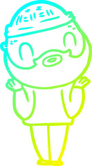 cold gradient line drawing cartoon bearded man
