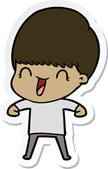 sticker of a happy cartoon boy