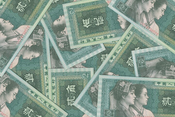 Chinese banknotes. Close up money from China. Chinese yuan. Renminbi.3D render