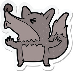 sticker of a cartoon werewolf howling