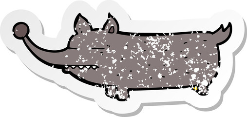 retro distressed sticker of a cartoon funny little dog