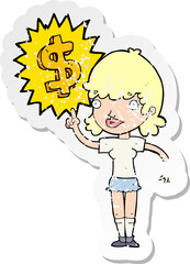 retro distressed sticker of a making money cartoon
