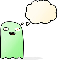 funny cartoon ghost with thought bubble