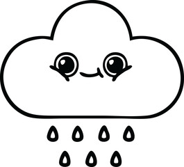 line drawing cartoon rain cloud