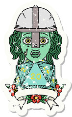 half orc fighter with natural twenty dice roll illustration