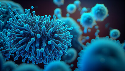 A Microscopic World of Bacteria and Viruses: Close-Up in a Scientific Lab. Generative AI